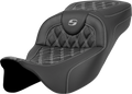 SADDLEMEN Extended Reach Roadsofa™ Seat - Lattice Stitch - Silver Stitch - without Backrest - FL '08-'24 808-07B-18405 — image 1
