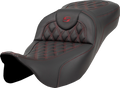 SADDLEMEN Extended Reach Roadsofa™ Seat - Lattice Stitch - Burgundy Stitch - without Backrest - FL '08-'24 808-07B-18408 — image 1