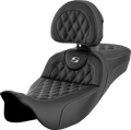 SADDLEMEN Roadsofa™ Extended Reach Seat - Lattice Stitch - Silver Stitch - with Backrest - FL '08-'24 808-07B-184B5 — image 1