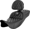 SADDLEMEN Roadsofa™ Extended Reach Seat - Lattice Stitch - White Stitch - with Backrest - FL '08-'24 808-07B-184B6 — image 1