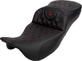 SADDLEMEN Roadsofa™ Extended Reach Seat - Lattice Stitch - Wine Berry Stitch - with Backrest - FL '08-'24 808-07B-184B8 — image 1