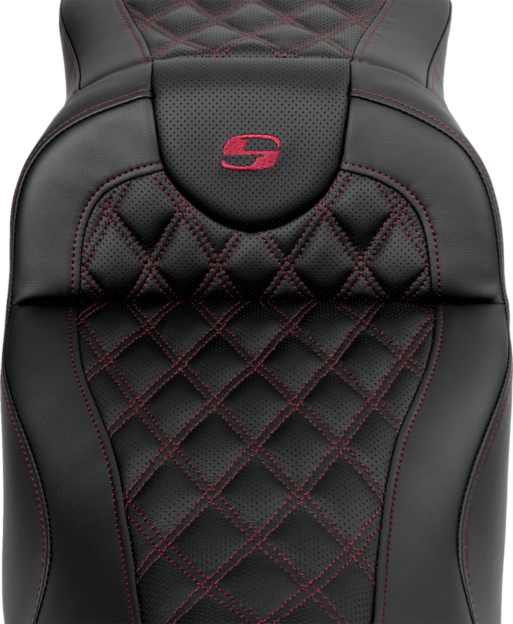 SADDLEMEN Roadsofa™ Extended Reach Seat - Lattice Stitch - Wine Berry Stitch - with Backrest - FL '08-'24 808-07B-184B8 — image 4