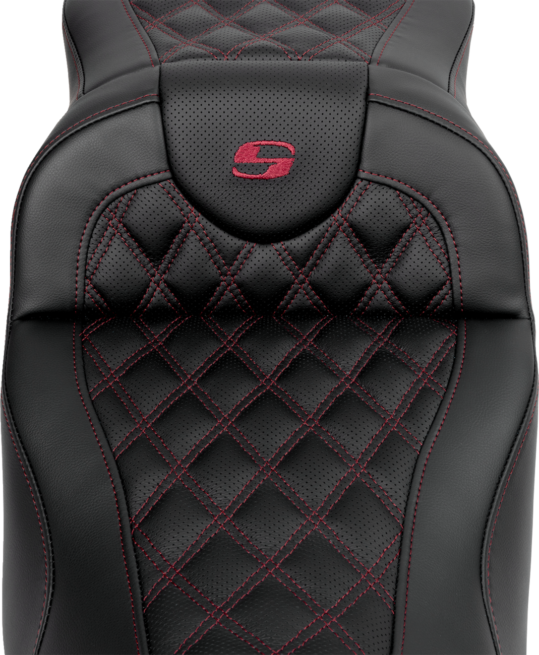 SADDLEMEN Roadsofa™ Extended Reach Seat - Lattice Stitch - Wine Berry Stitch - with Backrest - FL '08-'24 808-07B-184B8 — image 4