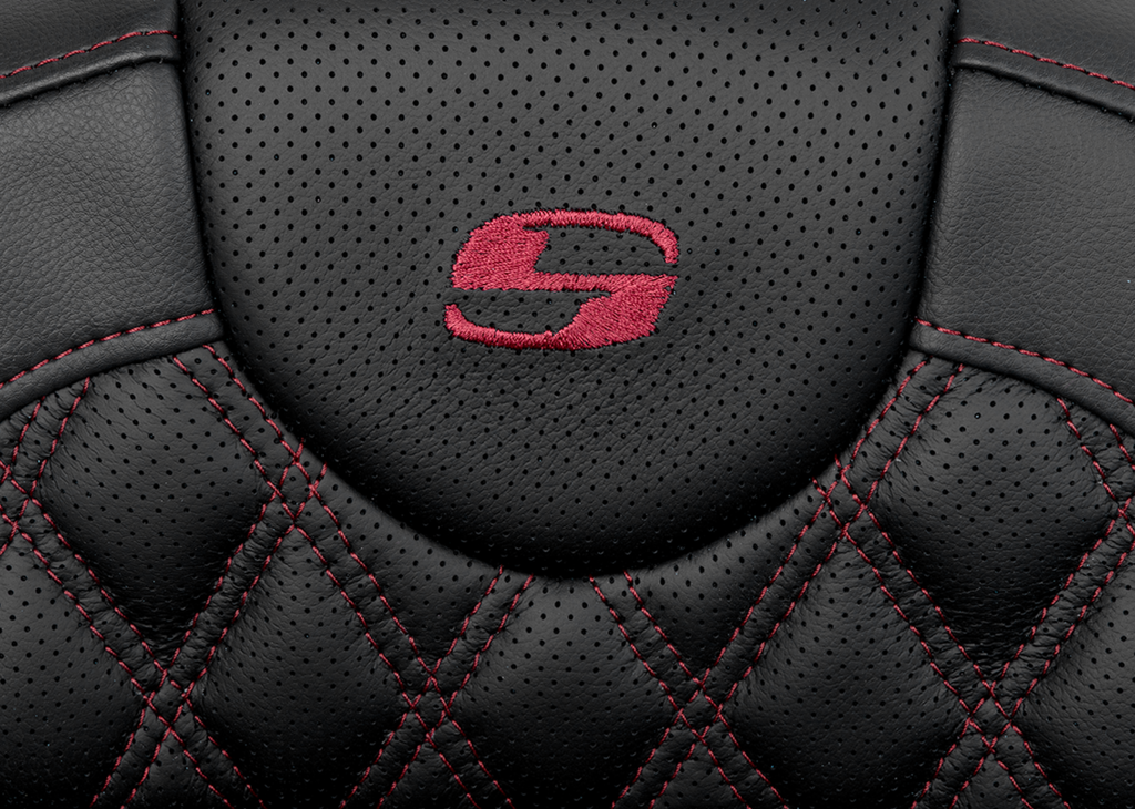 SADDLEMEN Roadsofa™ Extended Reach Seat - Lattice Stitch - Wine Berry Stitch - with Backrest - FL '08-'24 808-07B-184B8 — image 6