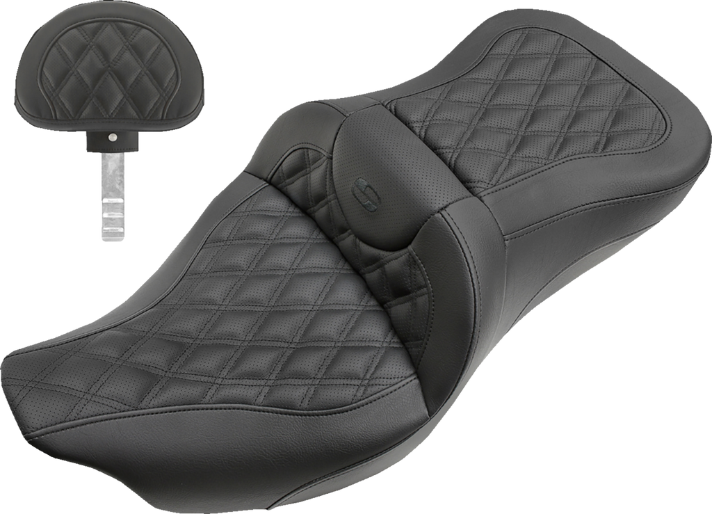 SADDLEMEN Extended Reach Roadsofa™ Seat - Lattice Stitched - Backrest - FL '08-'24 808-07B-184BR — image 1