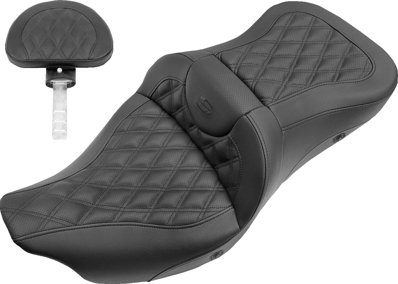 SADDLEMEN Extended Reach Roadsofa™ Seat - Lattice Stitched - Backrest - Heated - FL '08-'24 808-07B-184BRHC — image 1