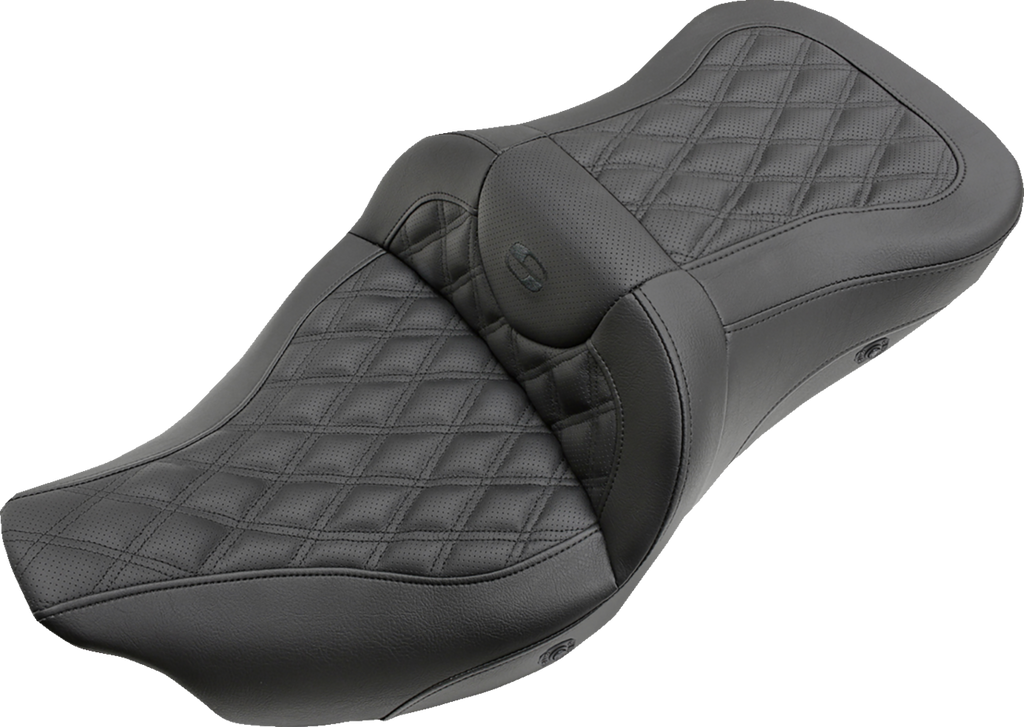 SADDLEMEN Extended Reach Roadsofa™ Seat - Lattice Stitched - without Backrest - Heated - FL '08-'24 808-07B-184HCT — image 1