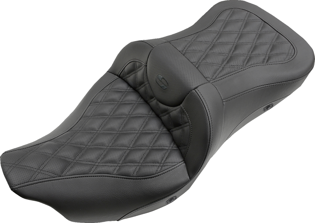 SADDLEMEN Extended Reach Roadsofa™ Seat - Lattice Stitched - without Backrest - Heated - FL '08-'24 808-07B-184HCT — image 1