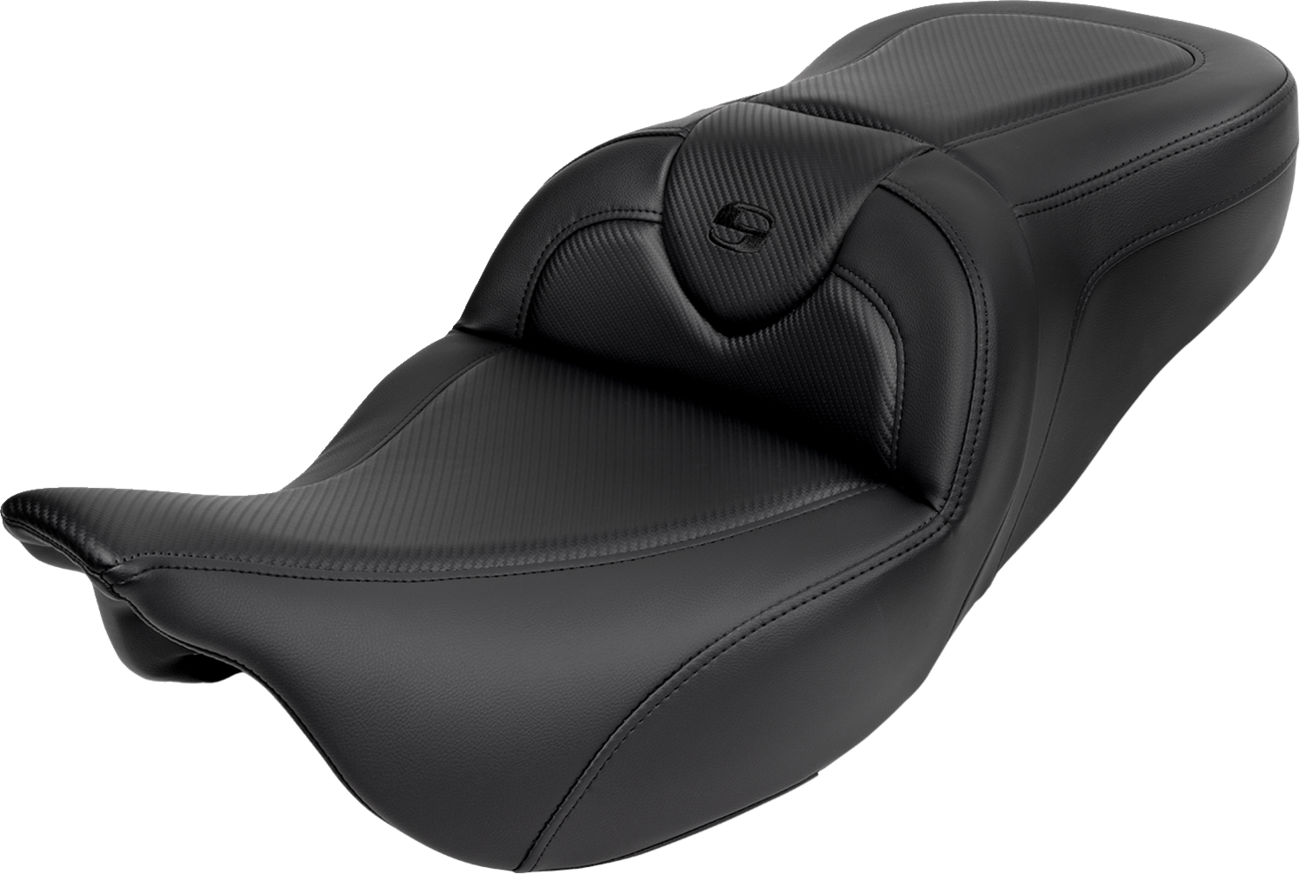 SADDLEMEN Roadsofa™ Seat - with Backrest - Carbon Fiber - Black Stitch - FL '08-'19 808-07B-185B0 — image 1