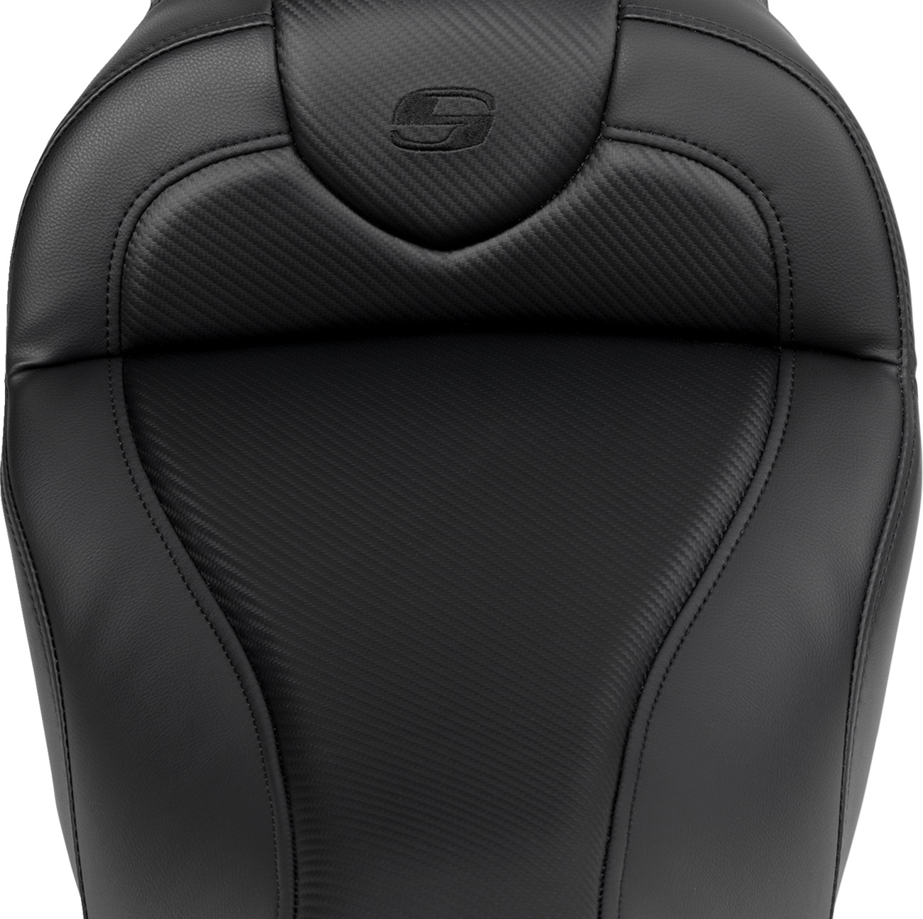 SADDLEMEN Roadsofa™ Seat - with Backrest - Carbon Fiber - Black Stitch - FL '08-'19 808-07B-185B0 — image 2