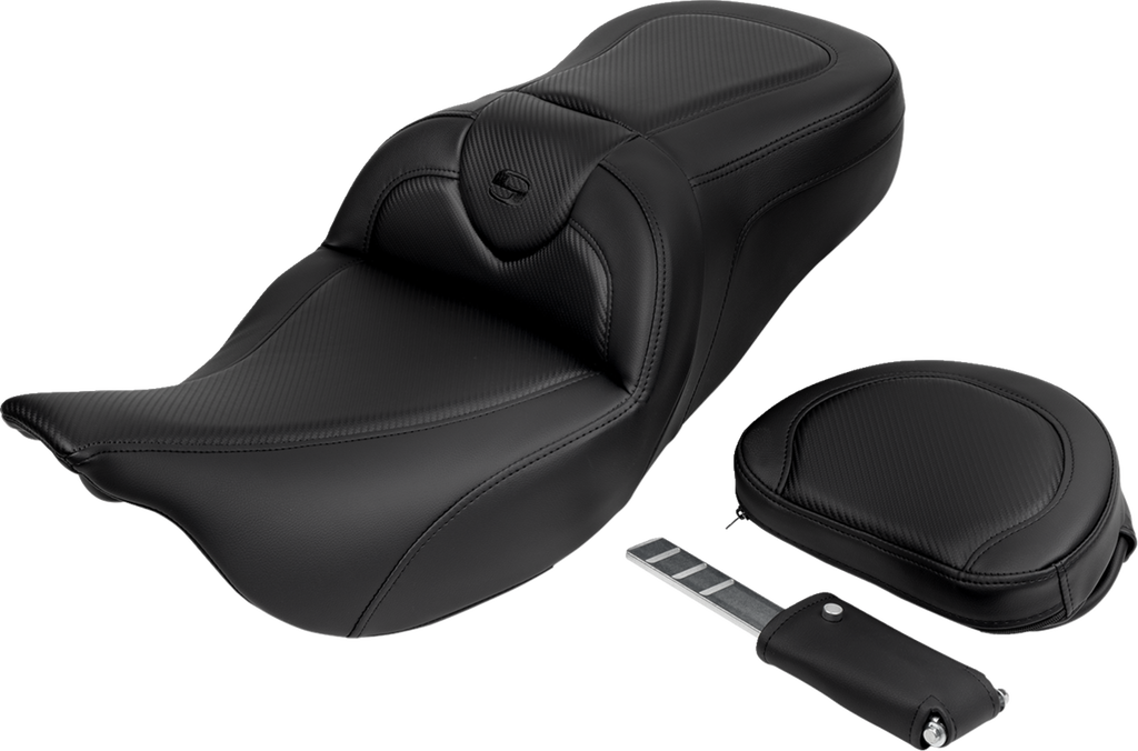 SADDLEMEN Roadsofa™ Seat - with Backrest - Carbon Fiber - Black Stitch - FL '08-'19 808-07B-185B0 — image 3