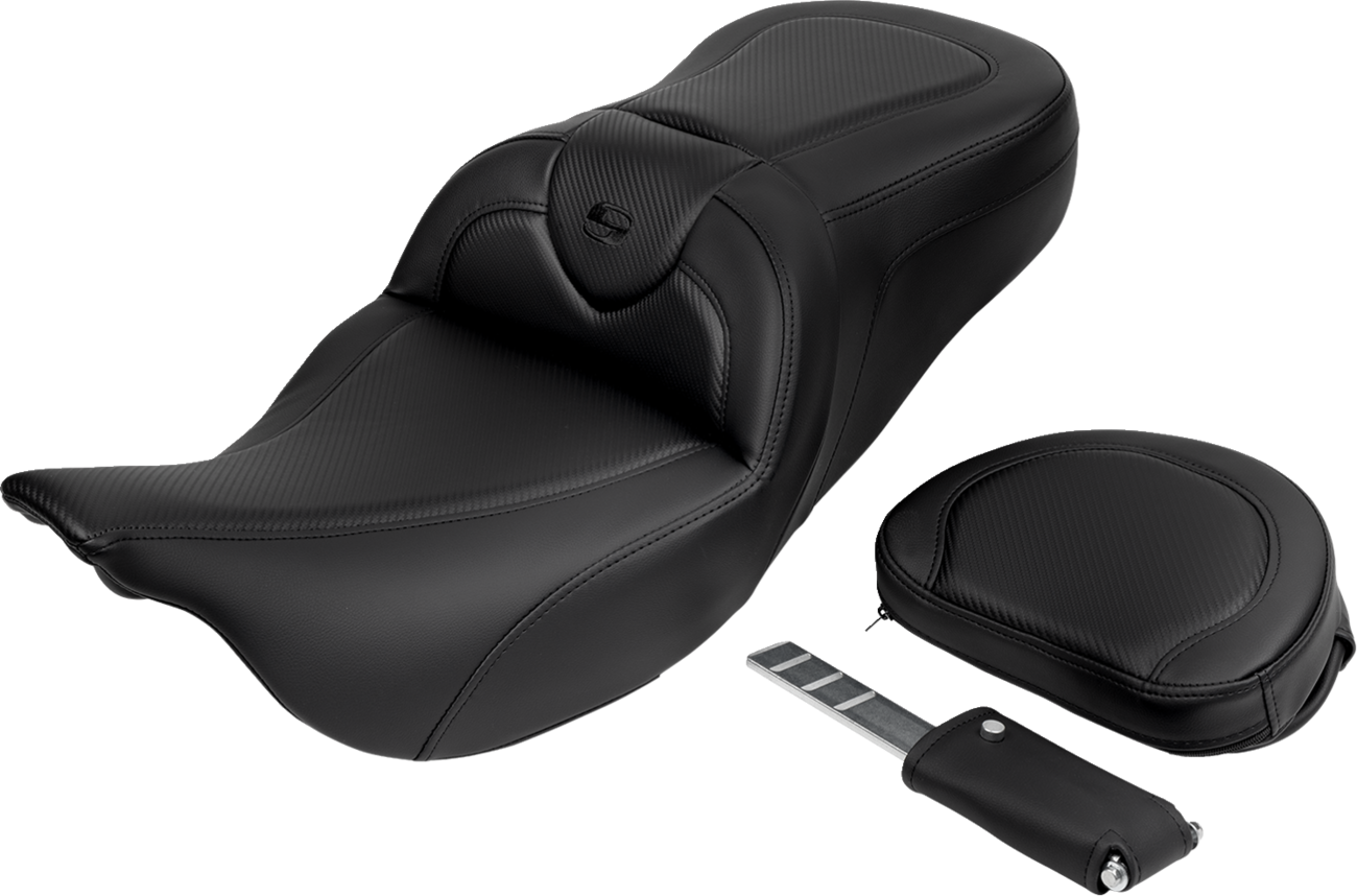 SADDLEMEN Roadsofa™ Seat - with Backrest - Carbon Fiber - Black Stitch - FL '08-'19 808-07B-185B0 — image 3