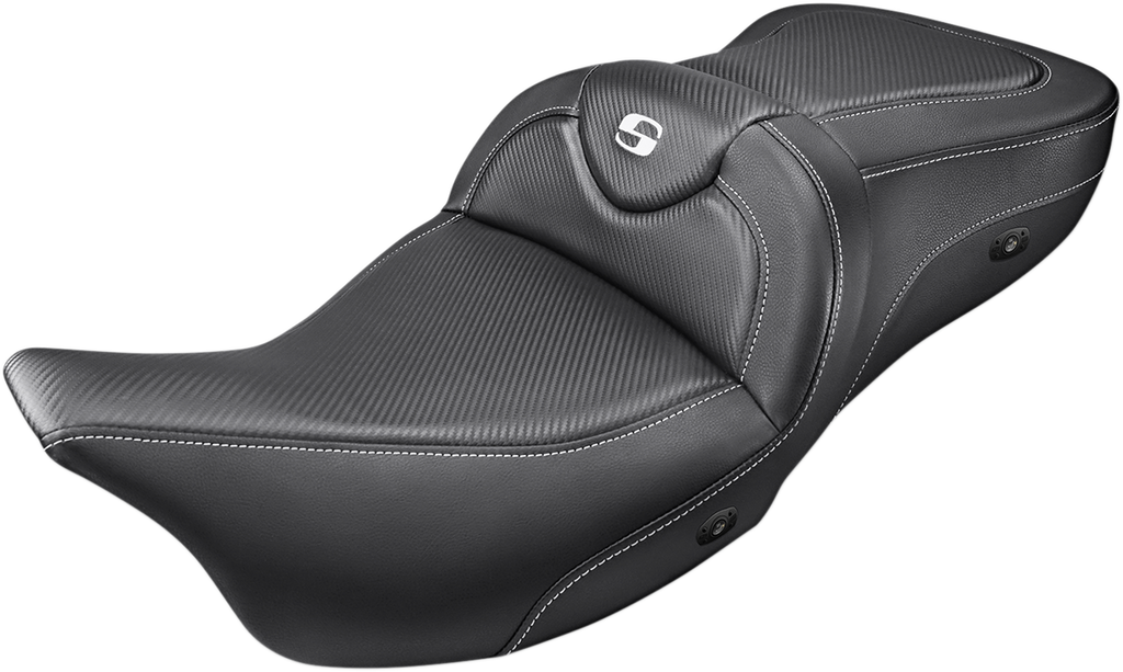 SADDLEMEN Heated Roadsofa™ Seat - Carbon Fiber - w/ Backrest - FL '08-'24 808-07B-185BRHC — image 2