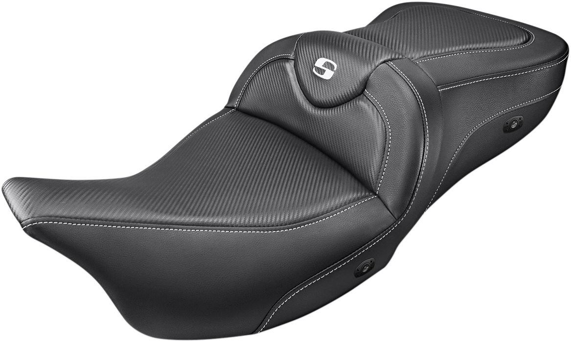 SADDLEMEN Heated Roadsofa™ Seat - Carbon Fiber - w/ Backrest - FL '08-'24 808-07B-185BRHC — image 2