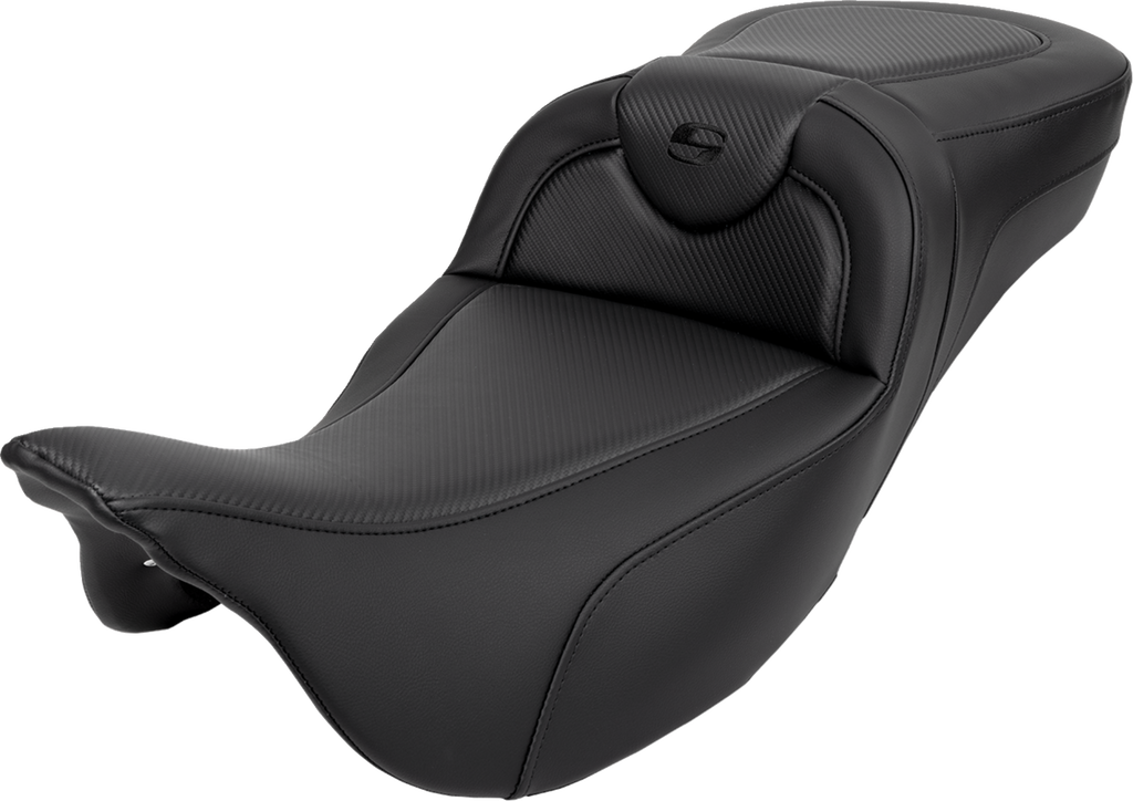 SADDLEMEN Roadsofa™ Extended Reach Seat - Carbon Fiber - Black Stitch - without Backrest - FL '08-'24 808-07B-18600 — image 1