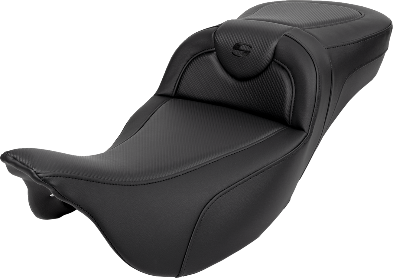 SADDLEMEN Roadsofa™ Extended Reach Seat - Carbon Fiber - Black Stitch - without Backrest - FL '08-'24 808-07B-18600 — image 1