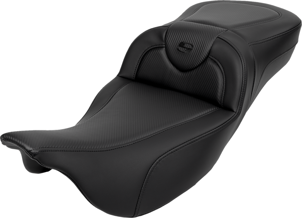 SADDLEMEN Roadsofa™ Extended Reach Seat - Carbon Fiber - Black Stitch - Backrest - FL '08-'24 808-07B-186B0 — image 1