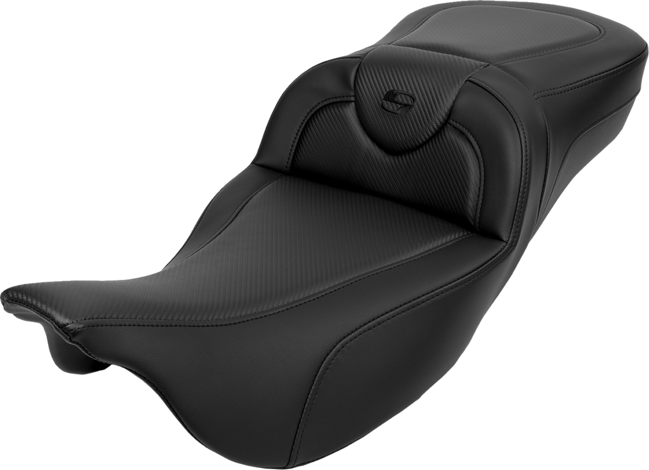 SADDLEMEN Roadsofa™ Extended Reach Seat - Carbon Fiber - Black Stitch - Backrest - FL '08-'24 808-07B-186B0 — image 1