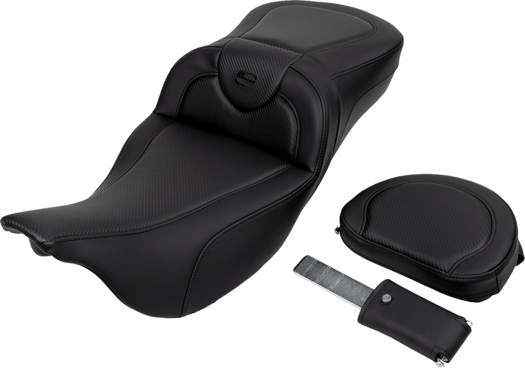 SADDLEMEN Roadsofa™ Extended Reach Seat - Carbon Fiber - Black Stitch - Backrest - FL '08-'24 808-07B-186B0 — image 2