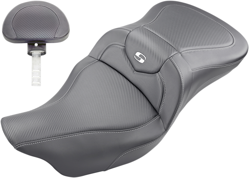 SADDLEMEN Extended Reach Roadsofa™ Seat - Carbon Fiber - Backrest - FL '08-'24 808-07B-186BR — image 1
