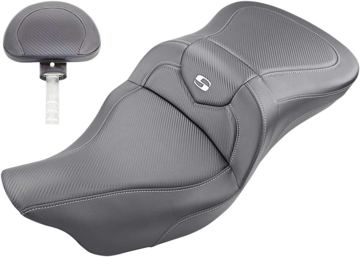 SADDLEMEN Extended Reach Roadsofa™ Seat - Carbon Fiber - Backrest - FL '08-'24 808-07B-186BR — image 1