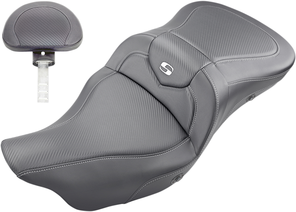 SADDLEMEN Extended Reach Roadsofa™ Seat - Carbon Fiber - Backrest - Heated - FL '08-'24 808-07B-186BRHC — image 1