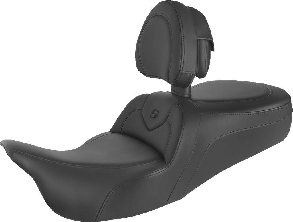 SADDLEMEN Roadsofa™ Seat - with Backrest - Black/Black Stitch - FLH/FLT '08-'24 808-07B-187BR — image 1