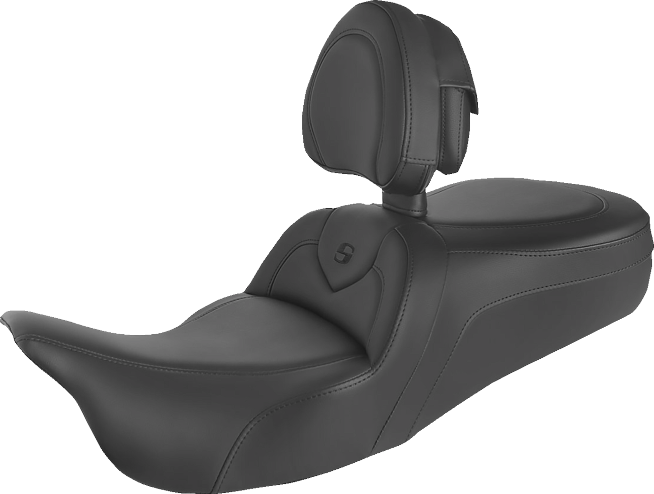 SADDLEMEN Roadsofa™ Seat - with Backrest - Black/Black Stitch - FLH/FLT '08-'24 808-07B-187BR — image 1
