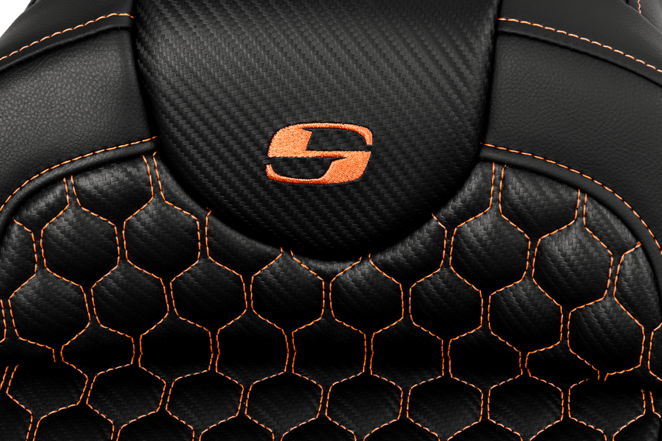 SADDLEMEN RoadSofa™ Seat - Honeycomb - Orange Stitch - without Backrest - FLH/FLT '08-'23 808-07B-18903 — image 2