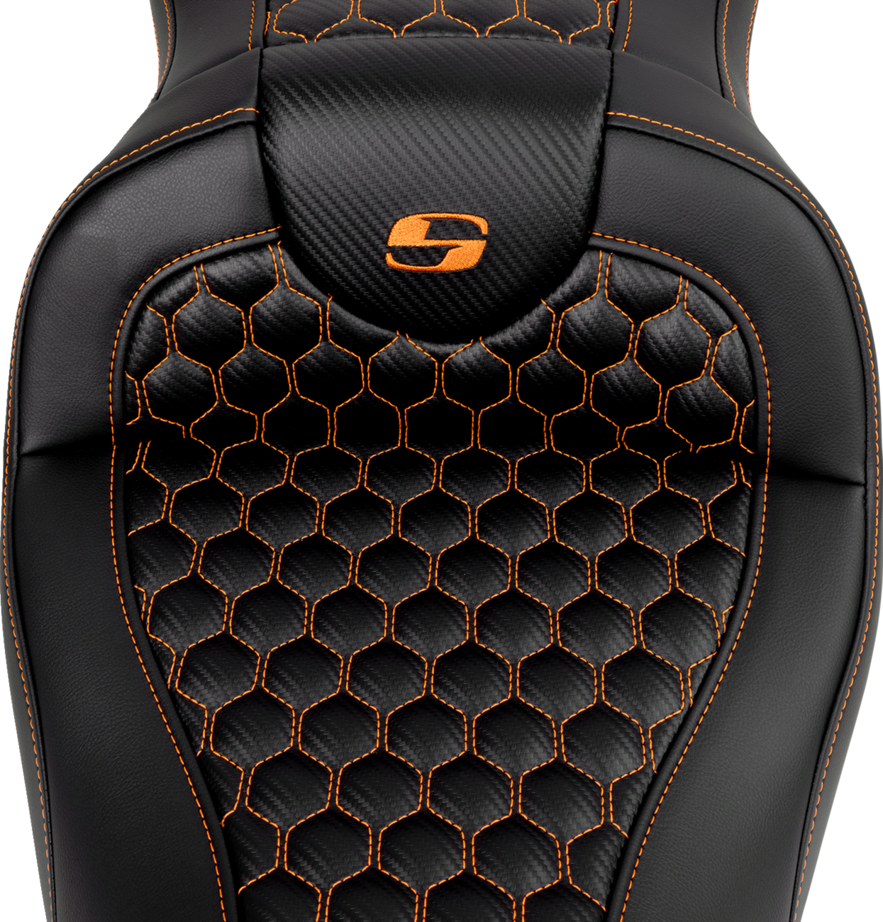 SADDLEMEN RoadSofa™ Seat - Honeycomb - Orange Stitch - without Backrest - FLH/FLT '08-'23 808-07B-18903 — image 3