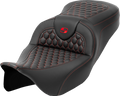 SADDLEMEN RoadSofa™ Seat - Honeycomb - Red Stitch - without Backrest - FLH/FLT '08-'23 808-07B-18904 — image 1