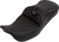 SADDLEMEN RoadSofa™ Seat - Honeycomb - Gold Stitch - without Backrest - FLH/FLT '08-'23 808-07B-18907 — image 1