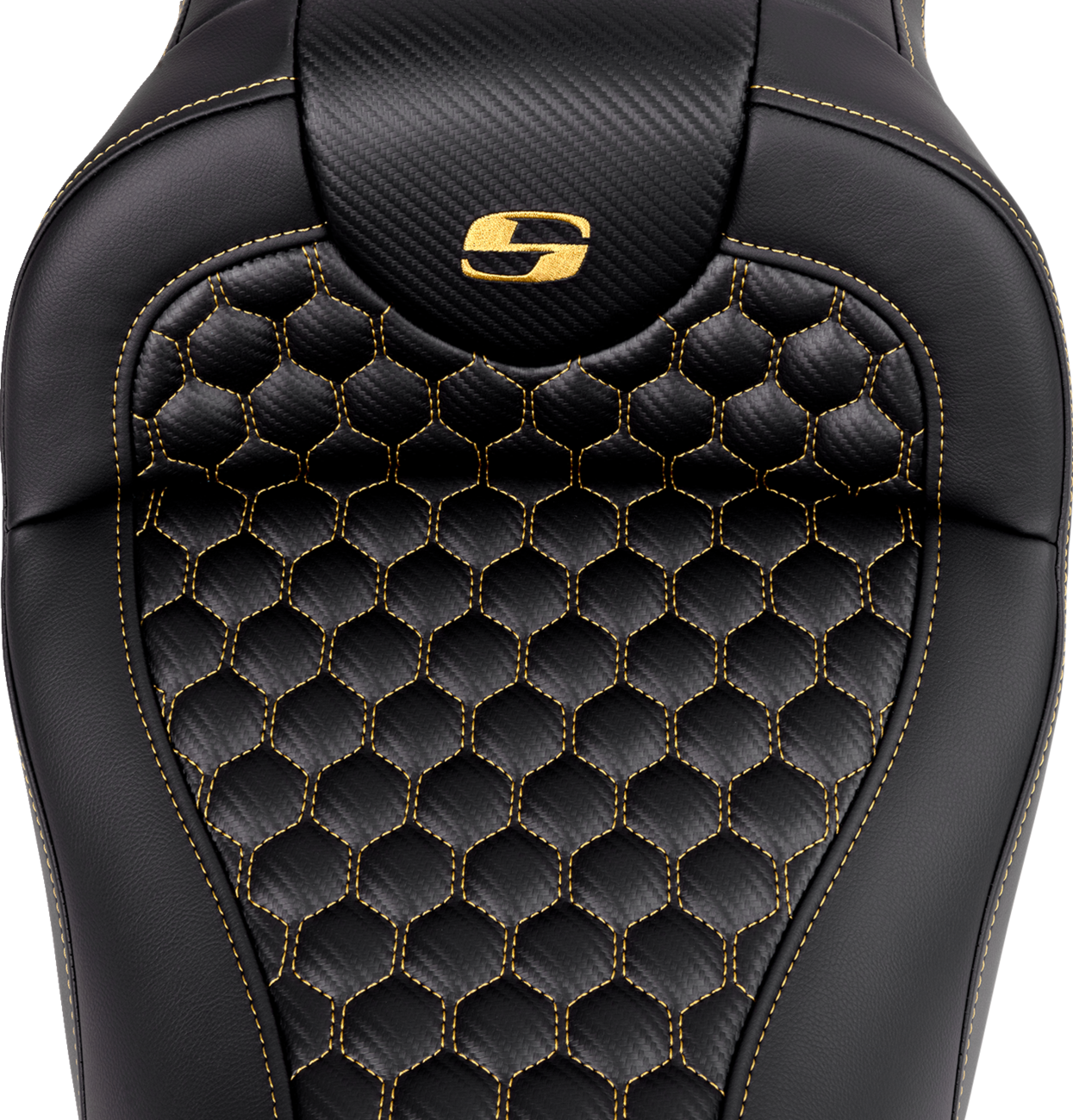 SADDLEMEN RoadSofa™ Seat - Honeycomb - Gold Stitch - without Backrest - FLH/FLT '08-'23 808-07B-18907 — image 2