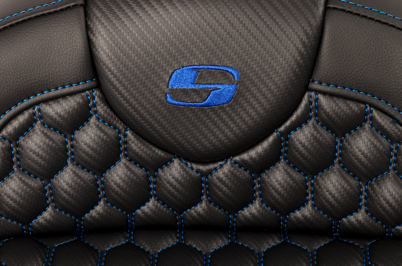 SADDLEMEN RoadSofa™ Seat - Honeycomb - Blue Stitch - with Backrest - FLH/FLT '08-'23 808-07B-189B1 — image 6