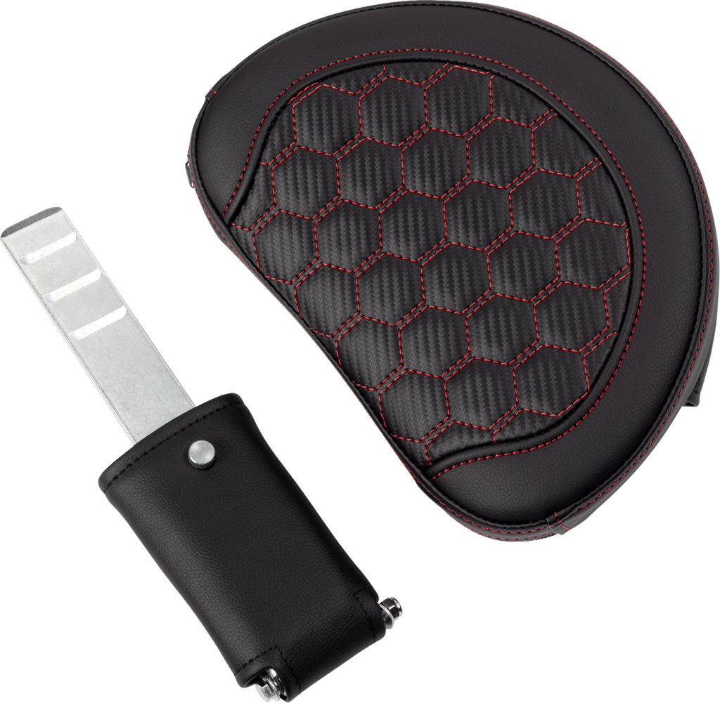 SADDLEMEN RoadSofa™ Seat - Honeycomb - Red Stitch - with Backrest - FLH/FLT '08-'23 808-07B-189B4 — image 2