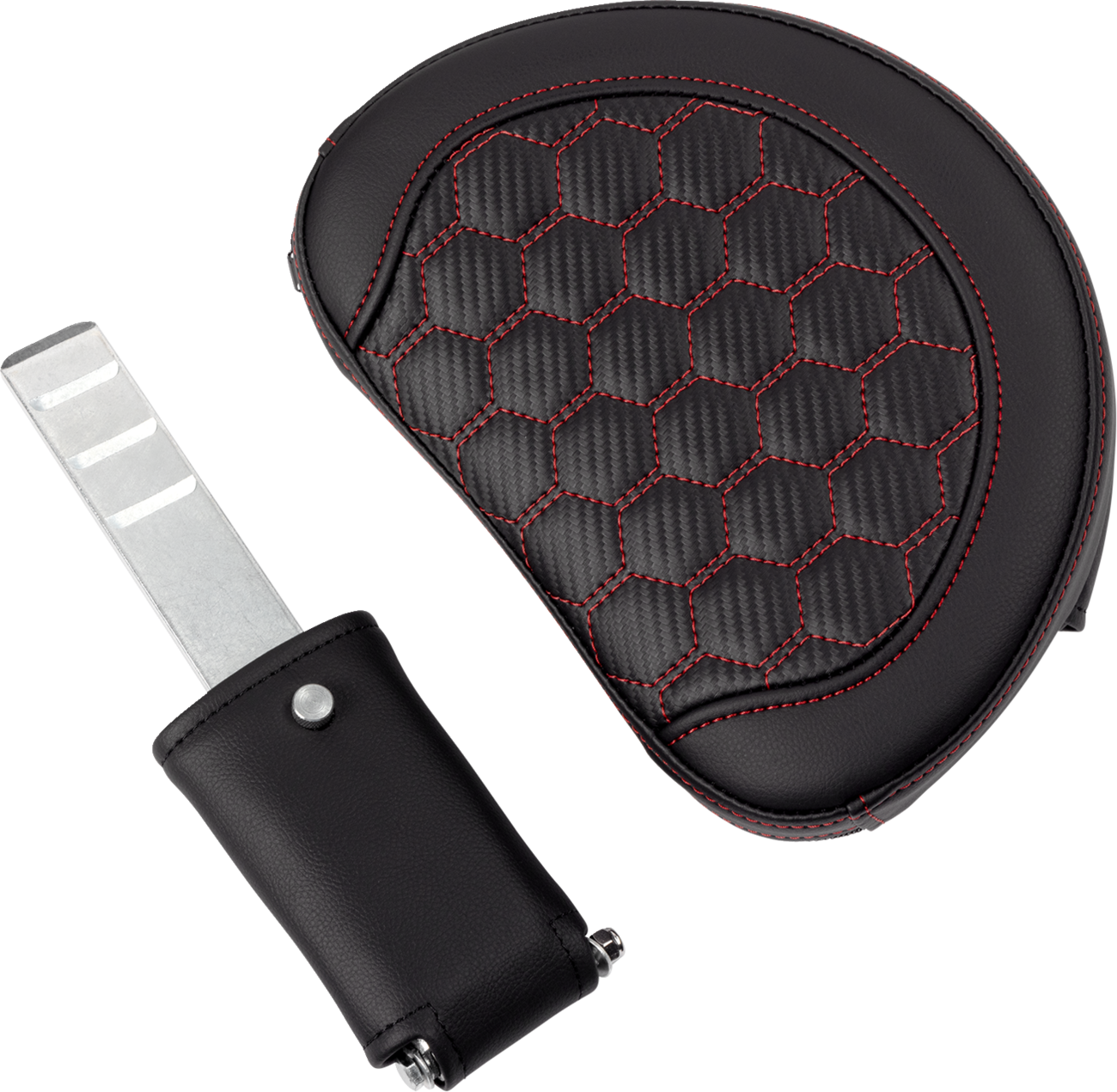 SADDLEMEN RoadSofa™ Seat - Honeycomb - Red Stitch - with Backrest - FLH/FLT '08-'23 808-07B-189B4 — image 2