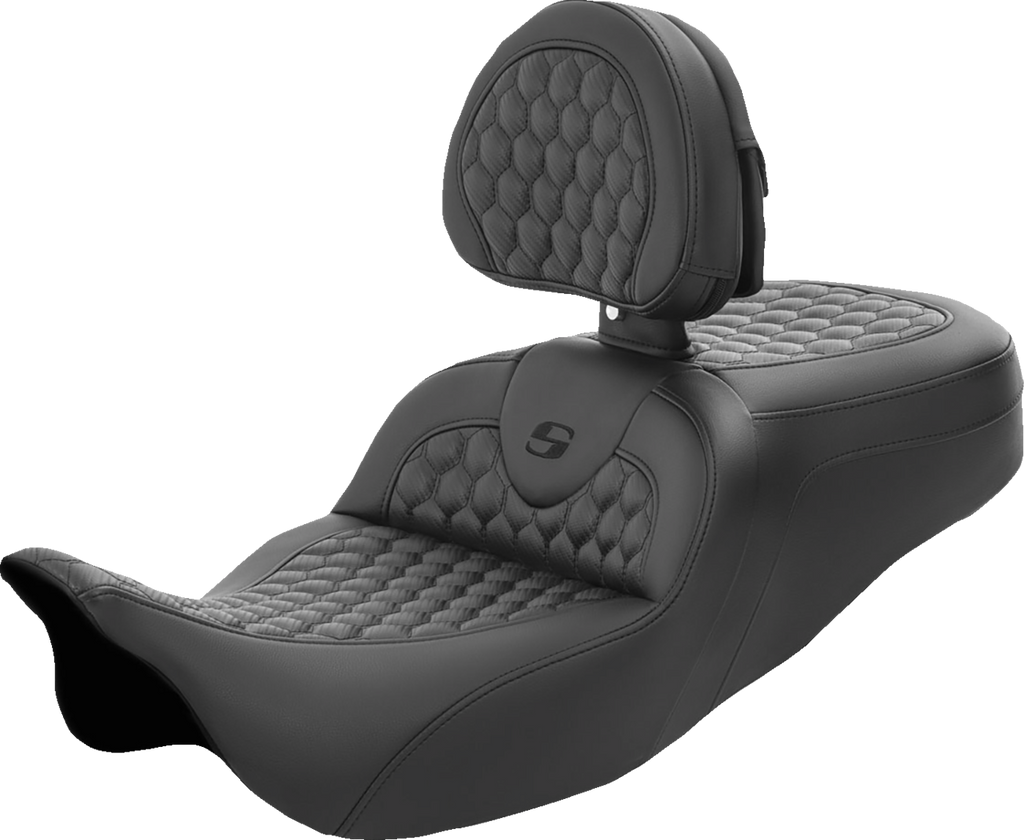SADDLEMEN RoadSofa™ Seat - Honeycomb - with Backrest - FL '08-'24 808-07B-189BR — image 1