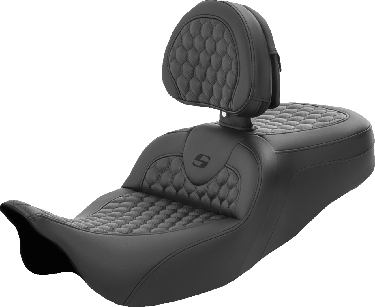 SADDLEMEN RoadSofa™ Seat - Honeycomb - with Backrest - FL '08-'24 808-07B-189BR — image 1