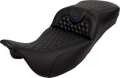 SADDLEMEN RoadSofa™ Seat - Honeycomb - Blue Stitch - Extended Reach - without Backrest - FLH/FLT '08-'24 808-07B-19001 — image 1