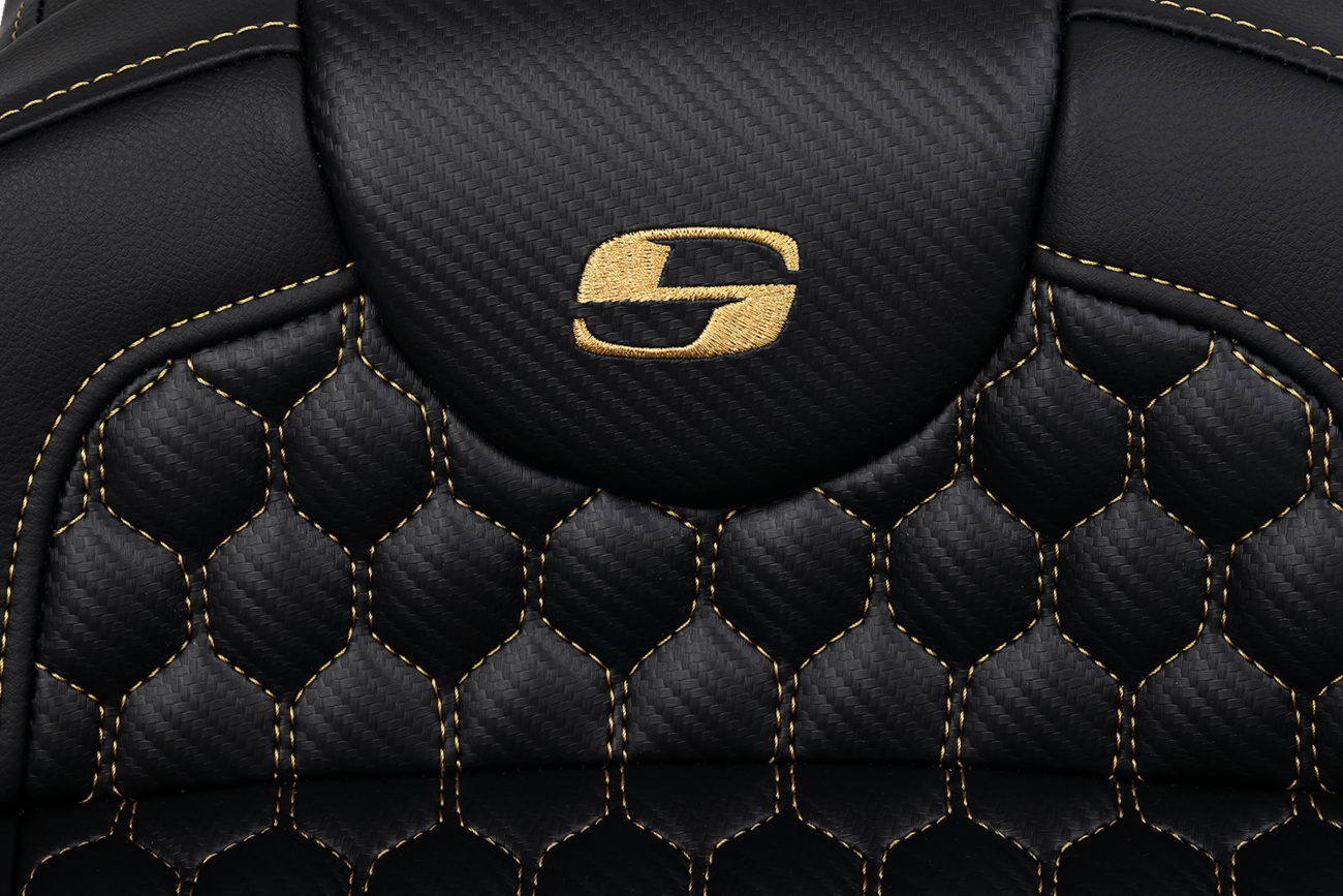 SADDLEMEN RoadSofa™ Seat - Honeycomb - Gold Stitch - Extended Reach - without Backrest - FLH/FLT '08-'24 808-07B-19007 — image 2