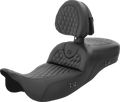 SADDLEMEN RoadSofa™ Seat - Honeycomb - with Backrest - Extended Reach - Heated - FL '08-'23 808-07B-190BRHC — image 1