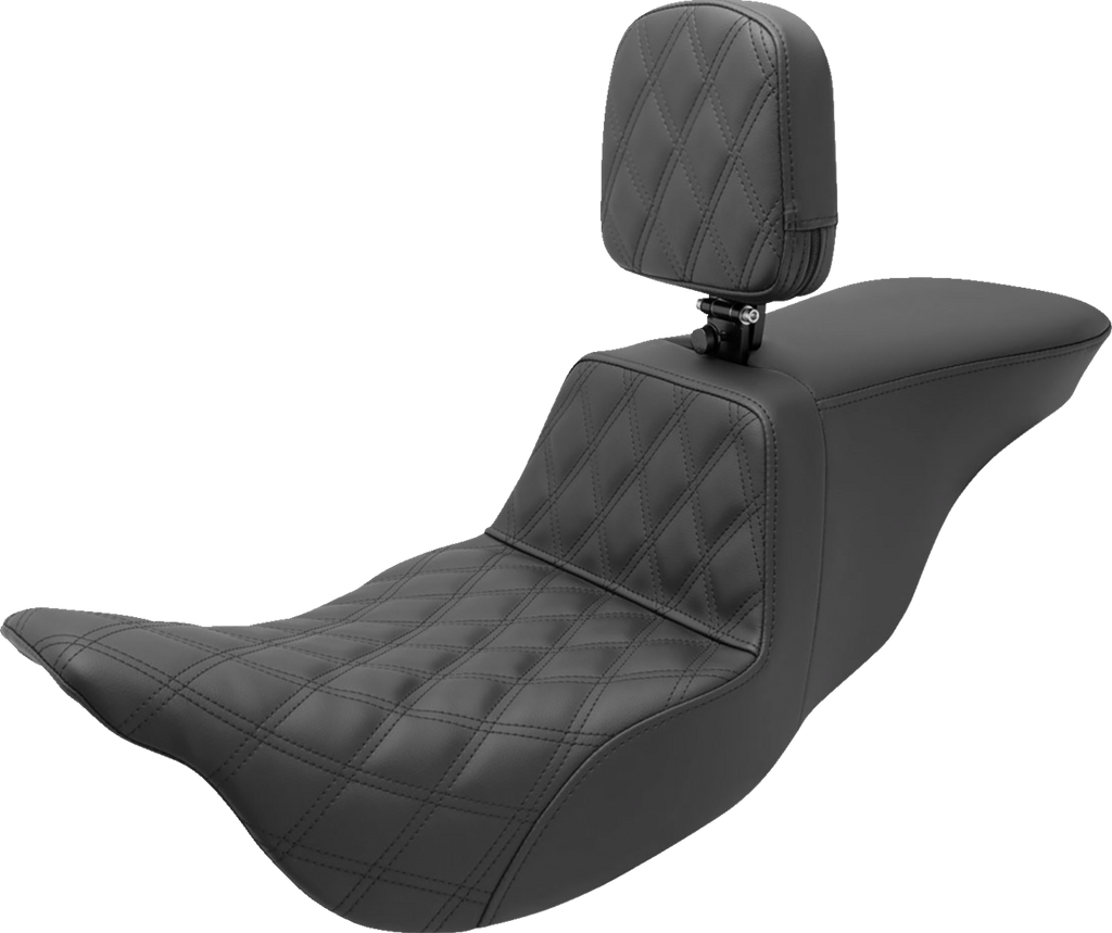 SADDLEMEN Tour Step-Up Seat - Rider Backrest - Rider Lattice Stitch - FL '08-'24 808-07B-192BR — image 1