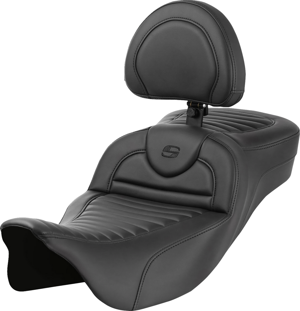 SADDLEMEN Roadsofa™ Extended Reach Seat - with Backrest - Tuck-n-Roll - FL '08-'24 808-07B-203B0 — image 1