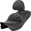 SADDLEMEN Roadsofa™ Seat - with Backrest - Tuck-n-Roll - Carbon Fiber - FL '08-'23 808-07B-204B0 — image 1