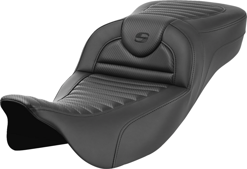 SADDLEMEN Roadsofa™ Extended Reach Seat - without Backrest - Tuck-n-Roll - Carbon Fiber - FL '08-'24 808-07B-20500 — image 1