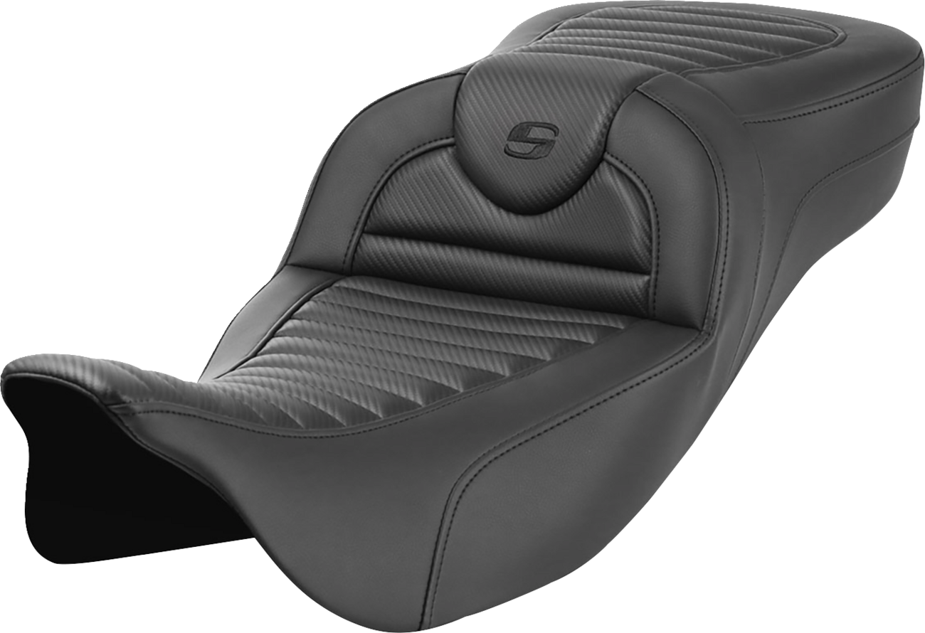 SADDLEMEN Roadsofa™ Extended Reach Seat - without Backrest - Tuck-n-Roll - Carbon Fiber - FL '08-'24 808-07B-20500 — image 1