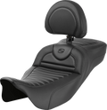 SADDLEMEN Roadsofa™ Extended Reach Seat - with Backrest - Tuck-n-Roll - Carbon Fiber - FLH/FLT '08-'24 808-07B-205B0 — image 1