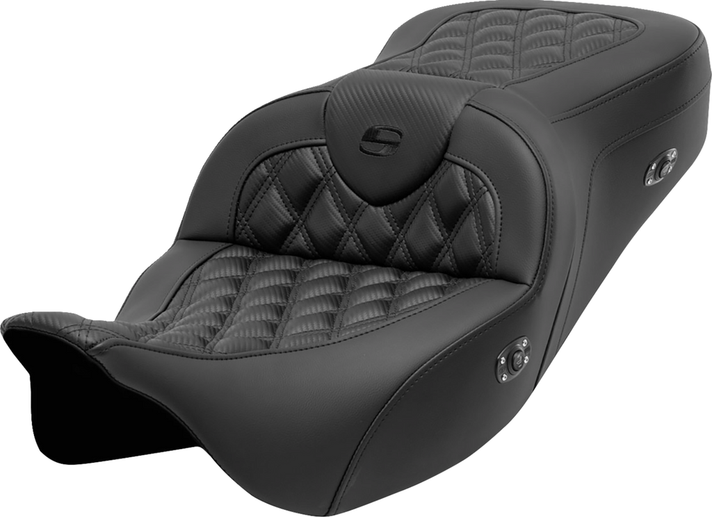 SADDLEMEN Roadsofa™ Seat - without Backrest - Lattice Stitch - Carbon Fiber - FL '08-'23 808-07B-206A0 — image 1