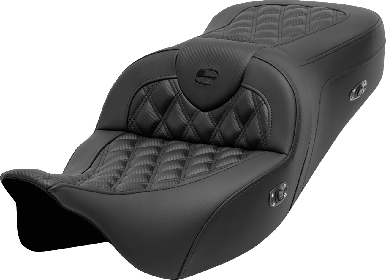 SADDLEMEN Roadsofa™ Seat - without Backrest - Lattice Stitch - Carbon Fiber - FL '08-'23 808-07B-206A0 — image 1