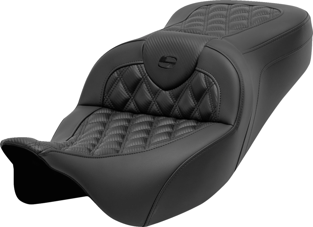 SADDLEMEN Roadsofa™ Seat - with Backrest - Lattice Stitch - Carbon Fiber - FL '08-'23 808-07B-206B0 — image 2